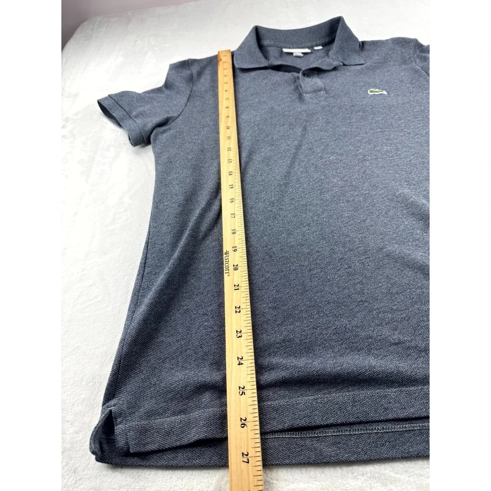 Lacoste‎ Polo Shirt Men's Large Heather Gray Short Sleeve Stretch 100% Cotton